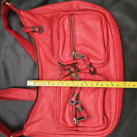 Axel David Vintage 100% Leather Coral Crossbody Bag Adjustable  Brass Hardware - Picture 9 of 9